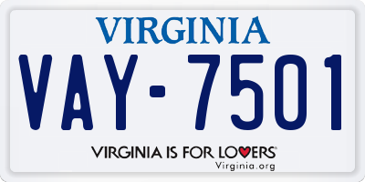 VA license plate VAY7501