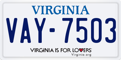 VA license plate VAY7503