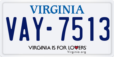 VA license plate VAY7513