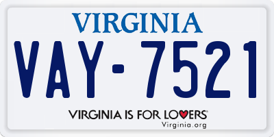 VA license plate VAY7521