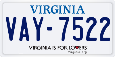 VA license plate VAY7522