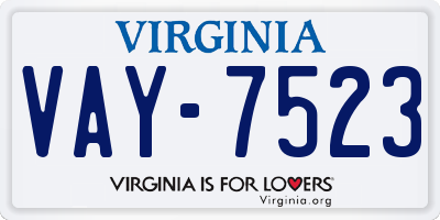 VA license plate VAY7523