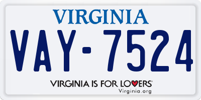 VA license plate VAY7524