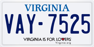VA license plate VAY7525