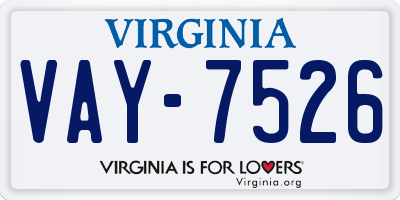 VA license plate VAY7526