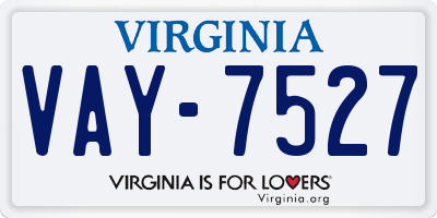 VA license plate VAY7527
