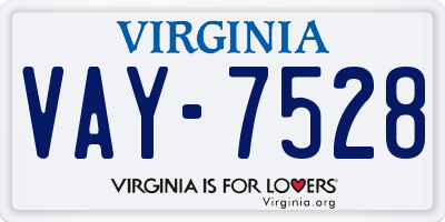 VA license plate VAY7528