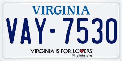 VA license plate VAY7530