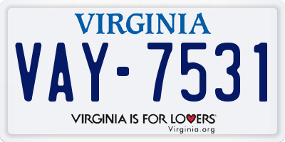 VA license plate VAY7531