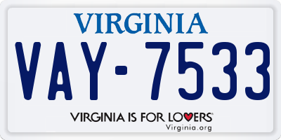 VA license plate VAY7533