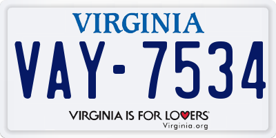 VA license plate VAY7534