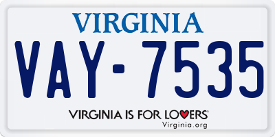 VA license plate VAY7535