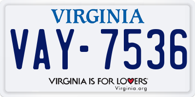 VA license plate VAY7536