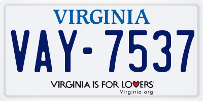 VA license plate VAY7537
