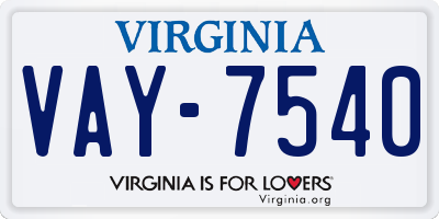 VA license plate VAY7540
