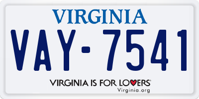 VA license plate VAY7541