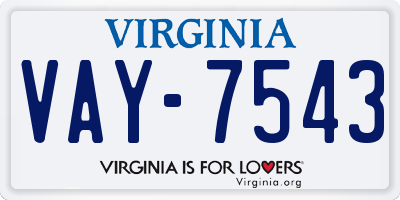 VA license plate VAY7543