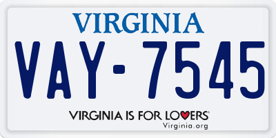 VA license plate VAY7545