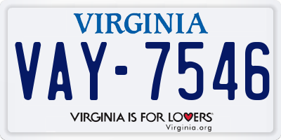 VA license plate VAY7546