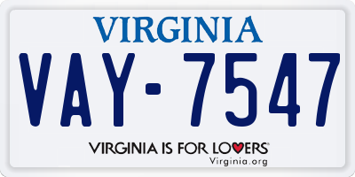 VA license plate VAY7547