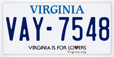 VA license plate VAY7548