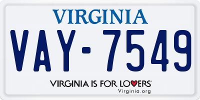 VA license plate VAY7549