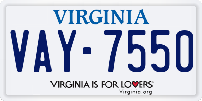 VA license plate VAY7550