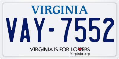 VA license plate VAY7552