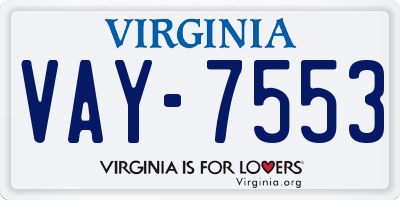 VA license plate VAY7553