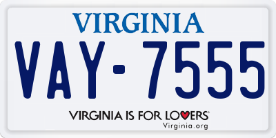 VA license plate VAY7555