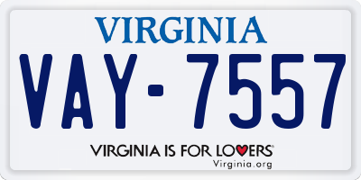 VA license plate VAY7557