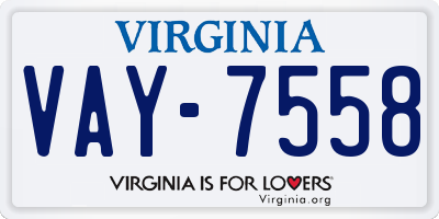 VA license plate VAY7558