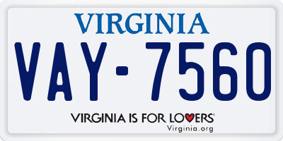 VA license plate VAY7560