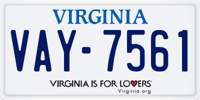 VA license plate VAY7561