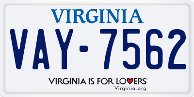 VA license plate VAY7562