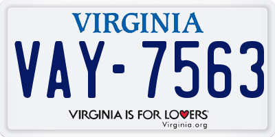 VA license plate VAY7563