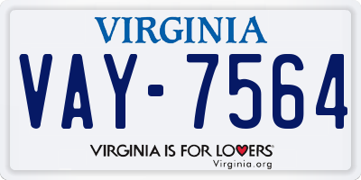 VA license plate VAY7564