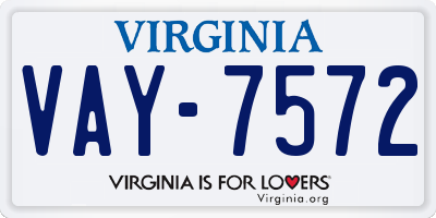 VA license plate VAY7572