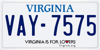 VA license plate VAY7575