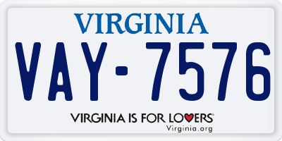 VA license plate VAY7576