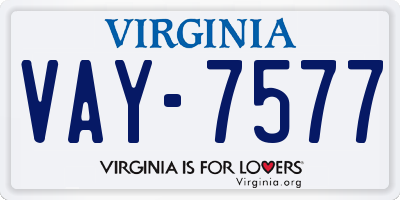 VA license plate VAY7577