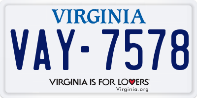 VA license plate VAY7578