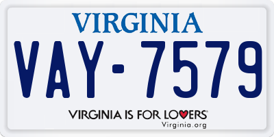 VA license plate VAY7579