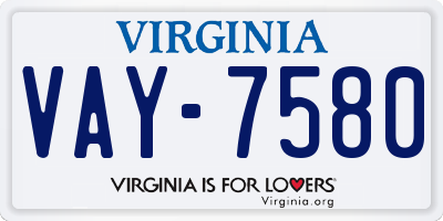 VA license plate VAY7580