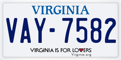 VA license plate VAY7582