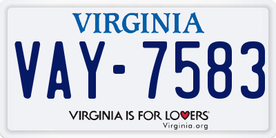 VA license plate VAY7583