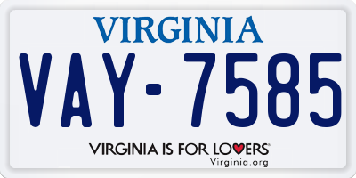 VA license plate VAY7585