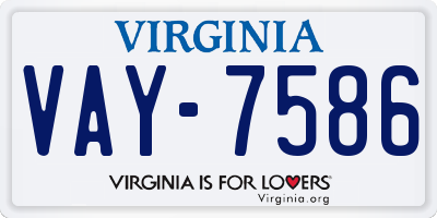 VA license plate VAY7586