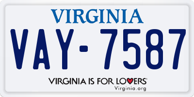 VA license plate VAY7587