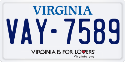 VA license plate VAY7589
